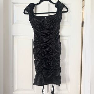 Motel Black Silk Scrunch Dress